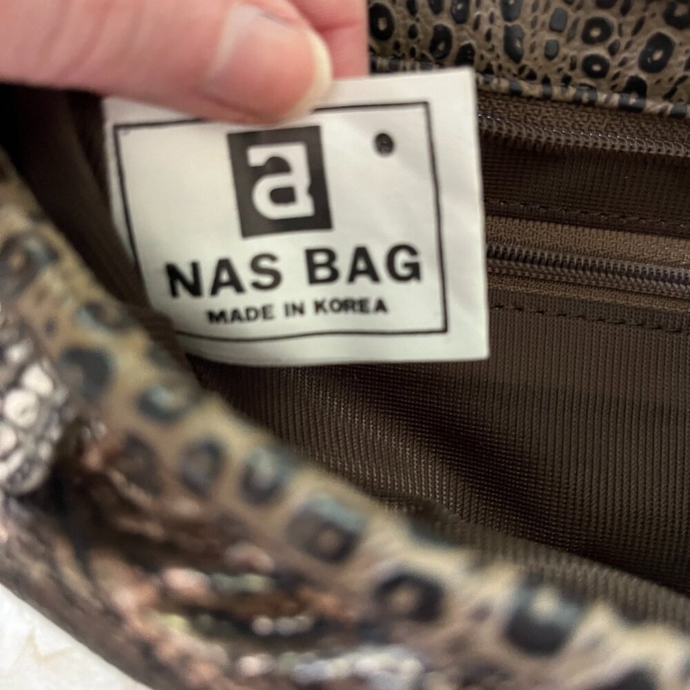 VTG NAS Patchwork Faux Frog Leather Multicolor Metallic Crossbody Bag - Picture 10 of 12